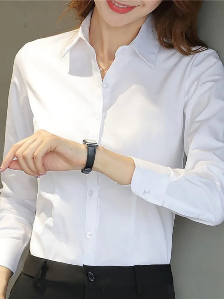 Fashion Women Shirt White Shirt Female Long-sleeve Professional Shirt Formal Dress Large Size Work Clothes OL Button Womens Tops - Image 7
