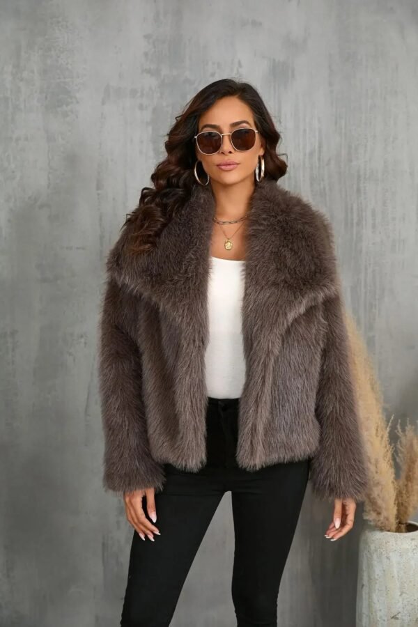 Coat Women Fashion Oversized Turn Down Collar Fluffy Faux Fur Coat Women Vintage Faux Fur Jacket Coats Winter Clothes Women - Image 11