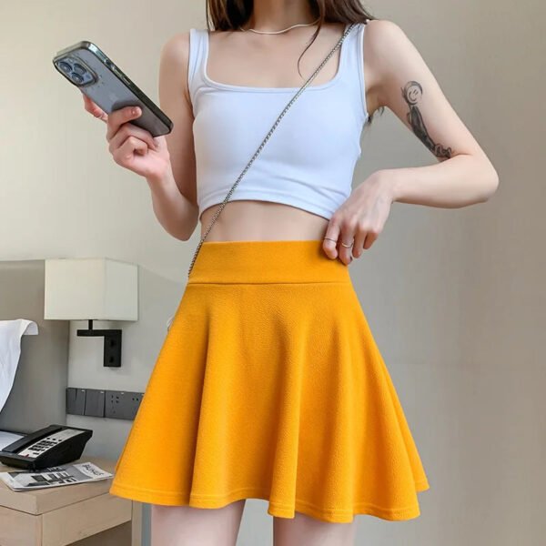 Summer Basic Skirts Women Shorts Mini Elastic Pleated Skirts High Waist Bubble Sun Skirts School Girl Uniform Lined Safety Pants - Image 11