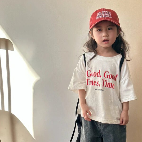 2024 Summer Fashion Loose Girl Children Letter Print T-shirt Boy Baby Cotton Short Sleeve Tees Kid Casual Tops Toddler Clothes - Image 5