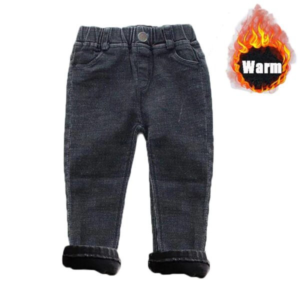 Baby Kids Spring Autumn Winter Thick Warm Jeans With Fleece For 1-7 Years Boys Girls Casual Denim Pants Kids Children Trousers - Image 2