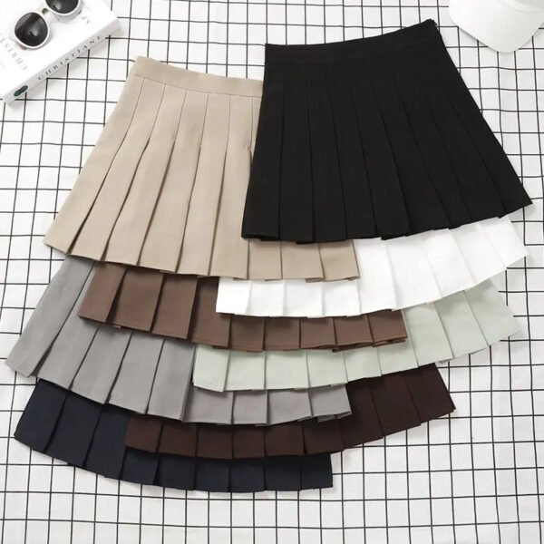 Brown Skirt Ladies 2022 Summer Clothes Women's High Waist Harajuku Korean Style Black Mini Pleated Skirt For School Girl Uniform - Image 4