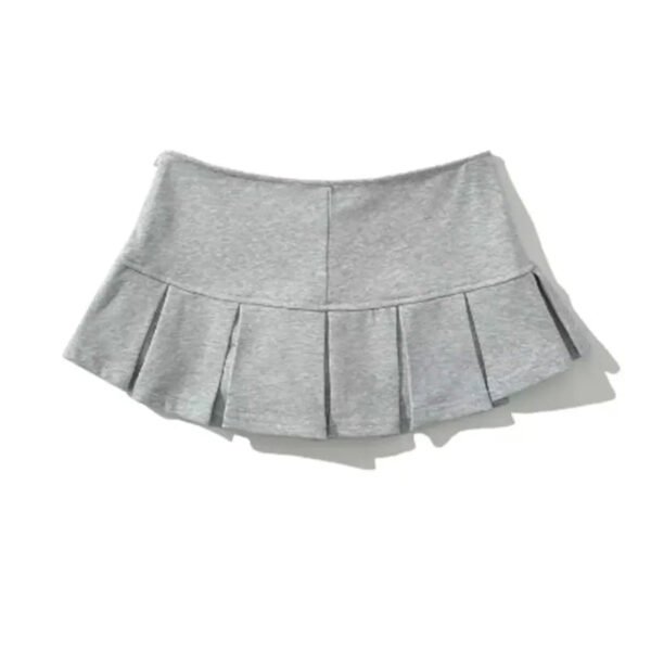 Mooyufon Fabric Y2K Mini Skirt Women Low Waist Wide Pleat Light Grey Sexy Vintage A-line Pleated Skirt Casual Skort Summer - Image 2