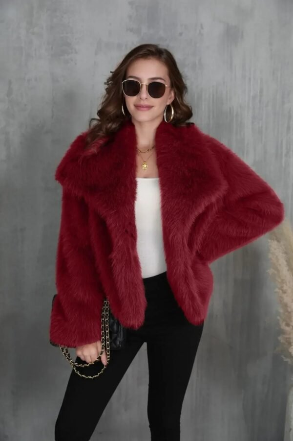Coat Women Fashion Oversized Turn Down Collar Fluffy Faux Fur Coat Women Vintage Faux Fur Jacket Coats Winter Clothes Women - Image 8