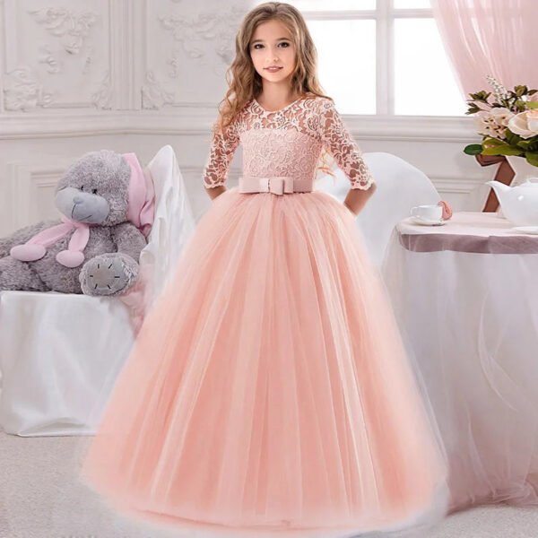 Long Formal Bridesmaid Teens Girls Dress Lace Children Costume Princess Party Flower Kids Clothes Wedding Evening 10 12 Vestidos - Image 8