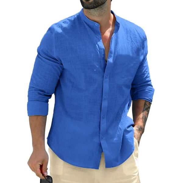 Autumn Mens Long Sleeve Shirts Cotton Business TShirts Men Breathable Solid Color Streetwear Button Shirts for Men White Shirt - Image 9