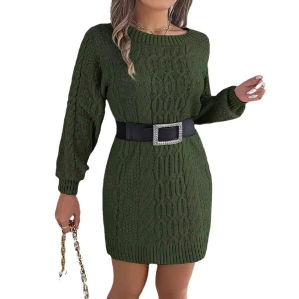 Elegant New Autumn Winter Sweater Dress Solid Color O Neck Long Sleeve Knitted Bodycon Mini Sweater Dress Female Knit Sexy Dress - Image 5
