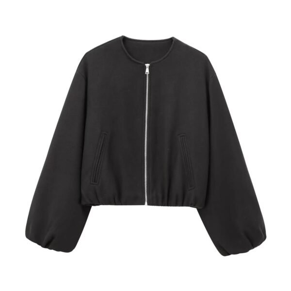 TRAF Red Zipper Bomber Jackets for Women Soft Cropped Jackets Woman 2024 Long Sleeve Woman's Sports Jacket New in Outerwears - Image 7
