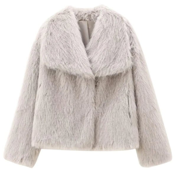 HXAO Women's Fur Coat Women 2024 Plush Burgundy Bomber Jacket Solid Crop Long Sleeve Jacket Warm Winter Coats Woman Casual Coats - Image 8
