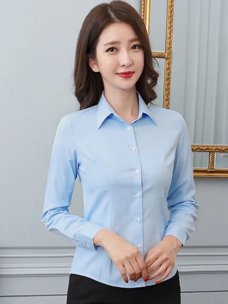 Fashion Women Shirt White Shirt Female Long-sleeve Professional Shirt Formal Dress Large Size Work Clothes OL Button Womens Tops - Image 9