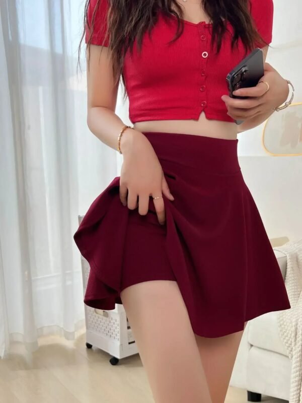 A-Line Female Pleated Casual High Waist Women Girls Short Streetwear Student Skirts,Women's Half Body Anti Glare Skirt - Image 8