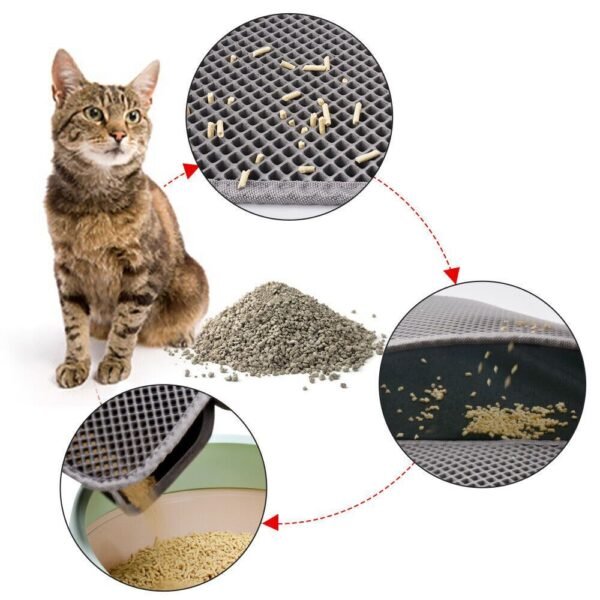 Kitty Cat Litter Mat Trapping Honeycomb Double Layer Design Waterproof Double Layer EVA Cat Litter Pad Waterproof Non-slip Sand Basin Filter Kitten Dog Washable Mattress - Image 9