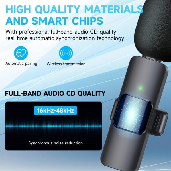 Wireless Lavalier Lapel Microphone For IPhone IPad Professional Wireless Clip Mic - Cordless Omnidirectional Condenser Recording Mic For Interview Video Podcast Vlog YouTube - Image 5