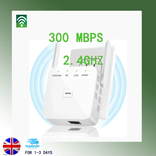 300Mbps WiFi Repeater 2.4Ghz Router Wireless Booster Long Range Amplifier Network Extender For Home/Office UK Plug Easy Set