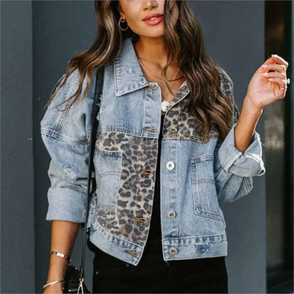 Women's Quality Denim Jackets Fashion Female Casual Long Sleeve Lapel Button Down Chest Pocket Slim Jean Jacket Fall Winter Coat - Image 5