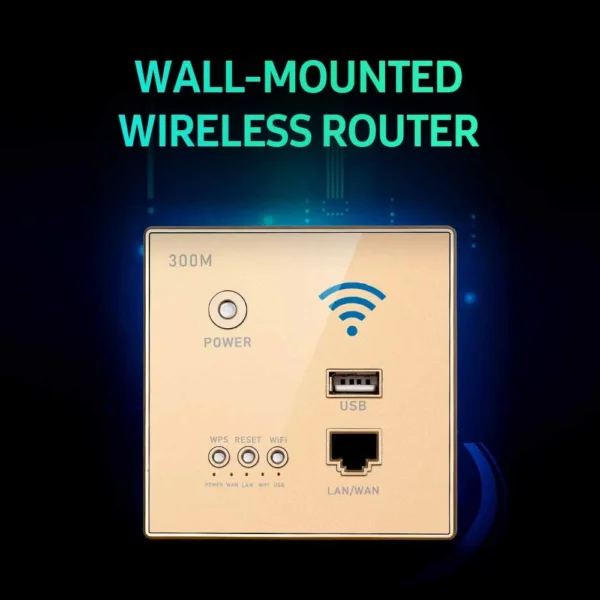 300Mbps In-Wall Wireless Router AP Access Point WiFi Router LAN Network Switch WiFi AP Router with WPS Encryption USB Socket - Image 6