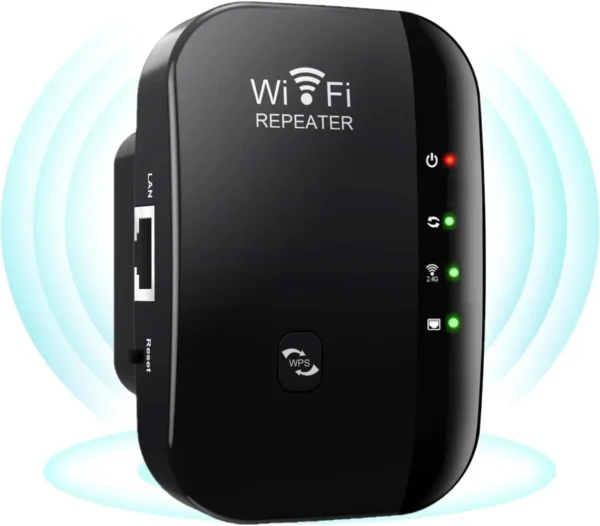 1pcs WiFi Extender, 2.4GHz Wireless WiFi Range Booster, 300Mbps WiFi Repeater, WiFi Signal Range Extender, UK plug, Black - Image 2