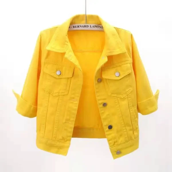 Women Denim Jacket Spring Autumn Short Coat Pink Jean Jackets Casual Tops Purple Yellow Purple Blue Loose Tops Lady Outerwear - Image 10