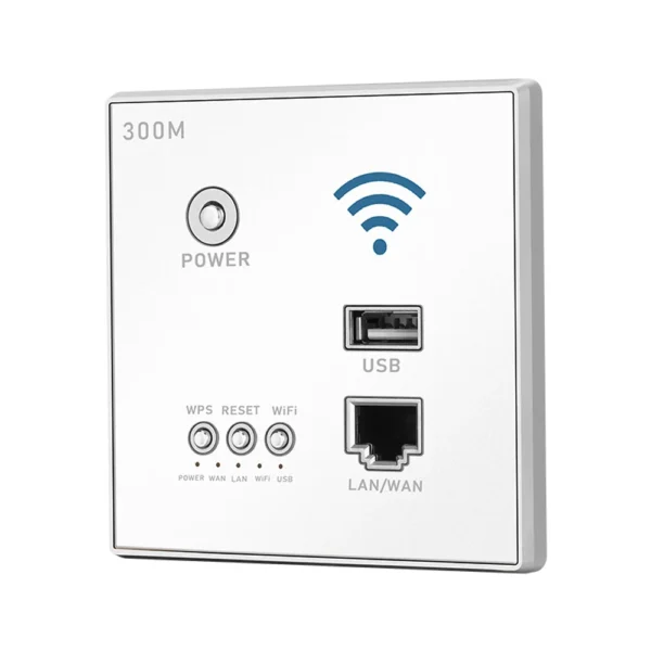 300Mbps In-Wall Wireless Router AP Access Point WiFi Router LAN Network Switch WiFi AP Router with WPS Encryption USB Socket