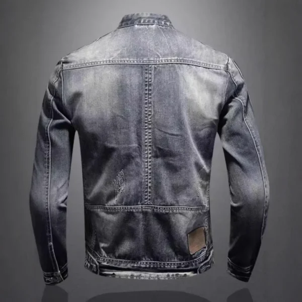 High-End Vintage Men's Denim Jacket plus Size Slim Fit Fashionable Casual Outerwear Nostalgic Style Large Coat - Image 4