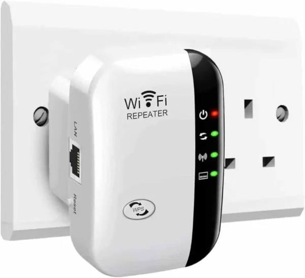 1pcs WiFi Booster 300Mbps WiFi Extender with Ethernet Port, 2.4GHz WiFi Extender Booster, 1-Tap Setup, UK Plug, White - Image 3