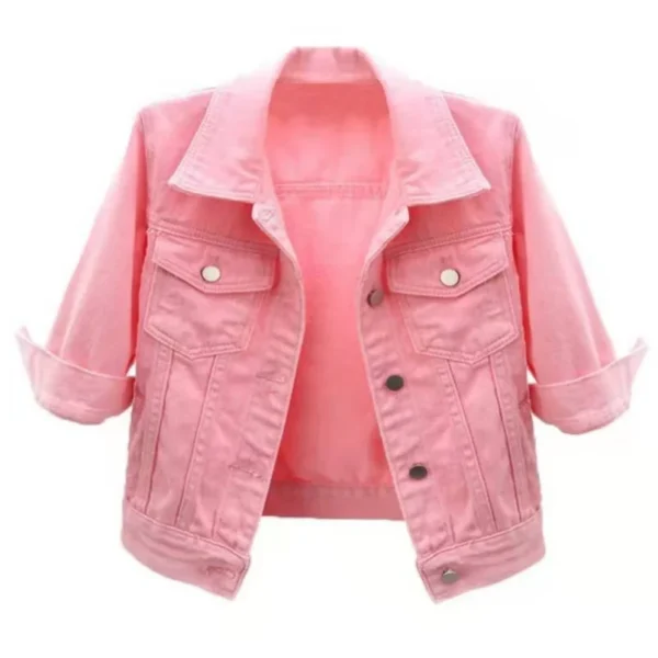 Women Denim Jacket Spring Autumn Short Coat Pink Jean Jackets Casual Tops Purple Yellow Purple Blue Loose Tops Lady Outerwear - Image 3
