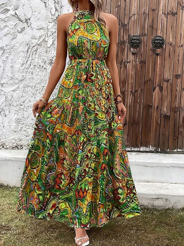 Bohemian Retro Halter Dress Women - Image 5
