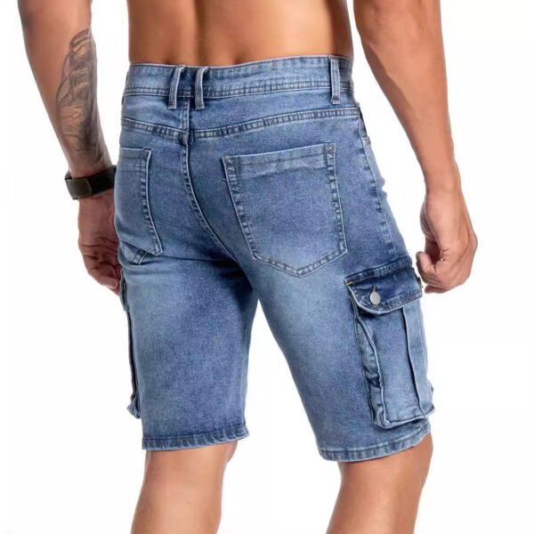 European And American Multi-pocket Micro-elastic Men's 5-point Workwear Casual Jeans - Image 2