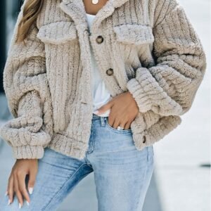 Lapel Bag Cover With Fleece Comfort Casual Women's Thick Plush Coat