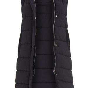 Ladies Girls Long Hooded Puffer Warm Padded Sleeveless Gilet Bodywarmer Zipper