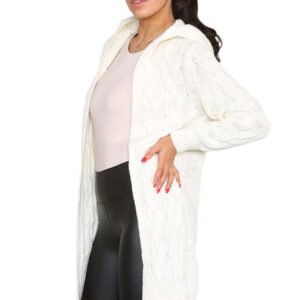 Knitted Cables Hooded Long Over Sized Cardigan