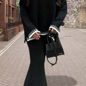 Stitched Stylish 2-Piece Knitted Lounge Comfort Co-Ord Set